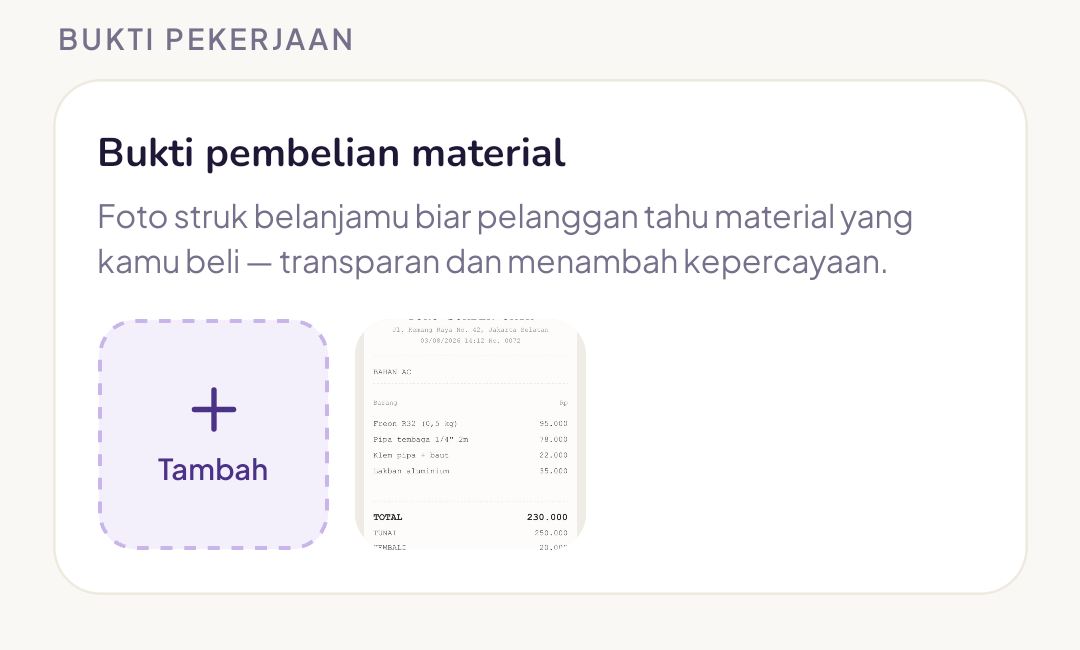 Struk yang sudah terupload tampil sebagai thumbnail
